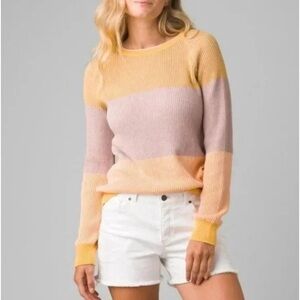 PrAna Brandan Honey Bee Colorblock Sweater sz S, organic cotton